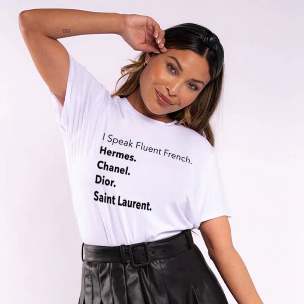 NWT Women’s Fluent in French Small Bowie Tee